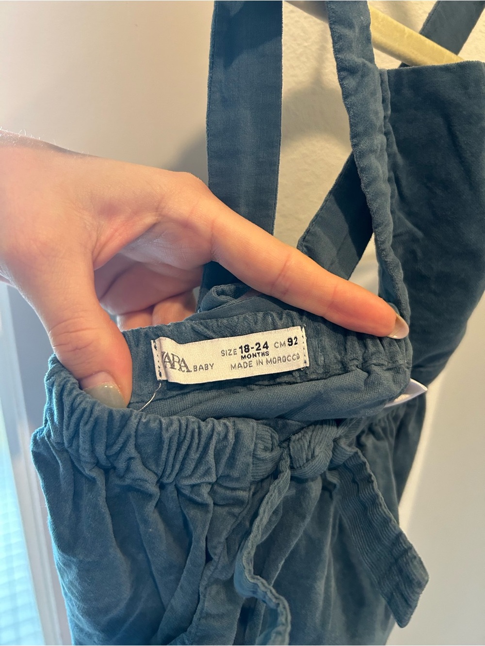Zara Girls Blue Green Velvet Corduroy Jumper Dress - Picture 3 of 6